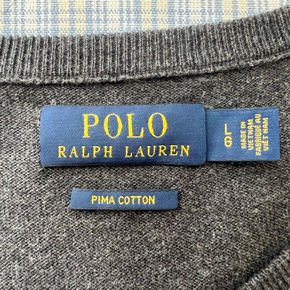 Polo Ralph Lauren Gray Sweater Pima Cotton Size L - Picture 2 of 3
